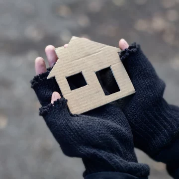 cardboard house in hands